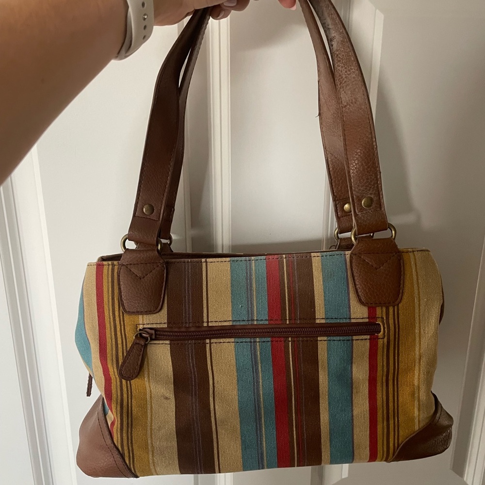 Brown leather handbag